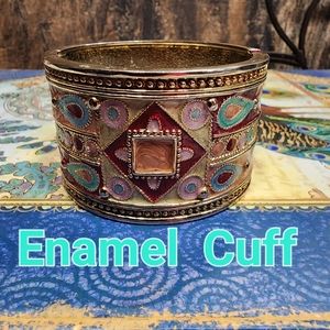 Costume statement fashion jewelry chunky enamel cuff bracelet
